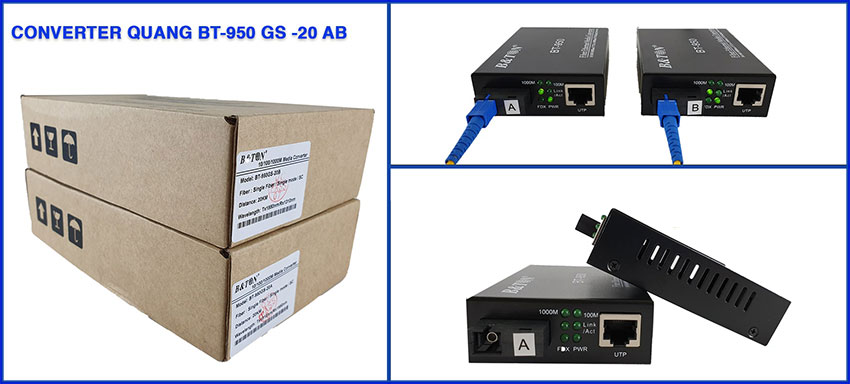 Media Converter quang-điện 1 sợi 10/100/1000Mbps BT-950GS-20