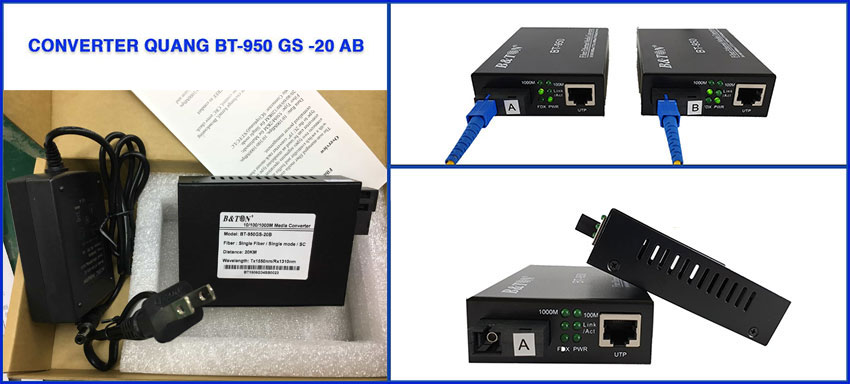 Media Converter quang 1 sợi tốc độ 10/100/1000Mbps BT-950 GS-20A/B